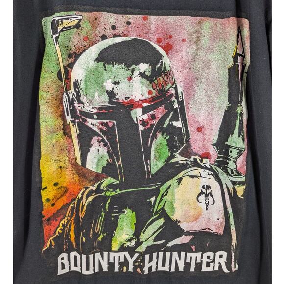 Star Wars Boba Fett Bounty Hunter T-Shirt L Black Graphic Tee Mandalorian - Picture 2 of 4